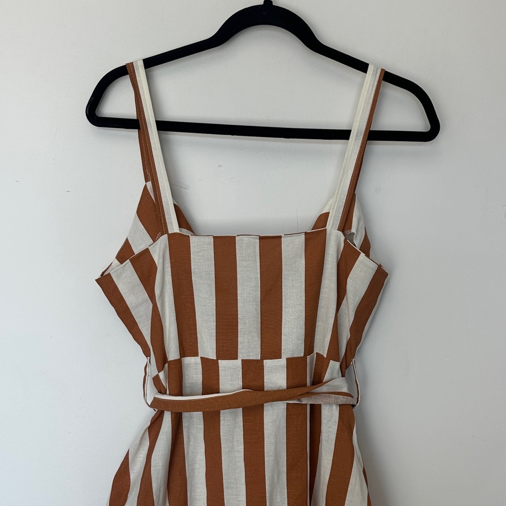 ASOS Brown and White Striped Midi wrap Dress 8 - Picture 6 of 9